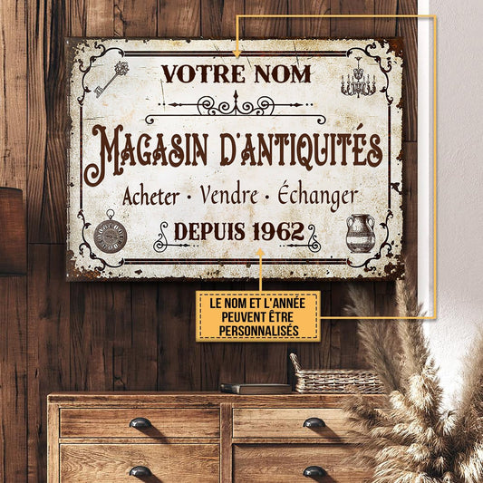 Magasin D'antiquités - Enseigne Métallique Classique