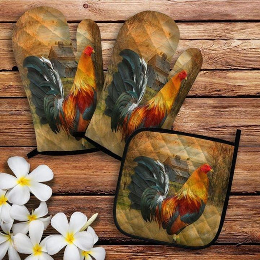 Rooster Oven Mitt And Pot Holder 32