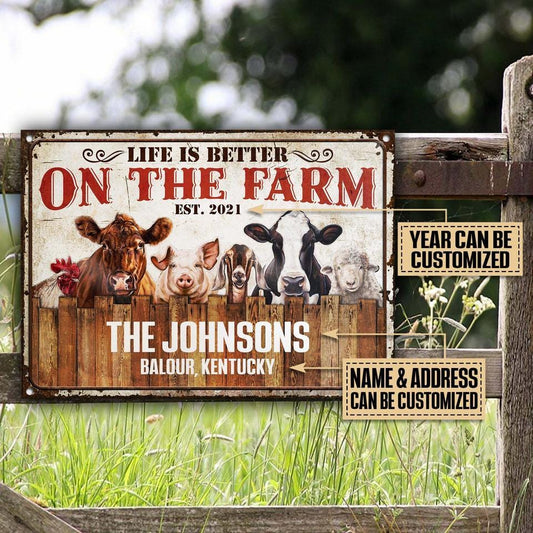 Personalized Farming Life Is Better On The Farm Customized Classic Metal Signs