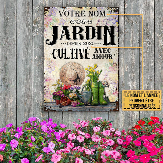 Jardin, Cultivé Avec Amour - Enseigne Métallique Classique