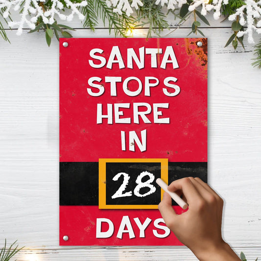 Home Decor Metal Sign Santa Stops Here 2