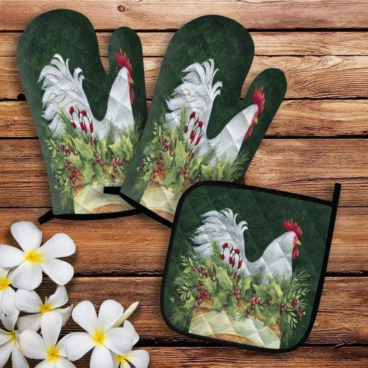 Rooster Oven Mitt And Pot Holder 30