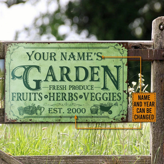 Personalized Classical Garden Metal Sign Custom Name Vintage