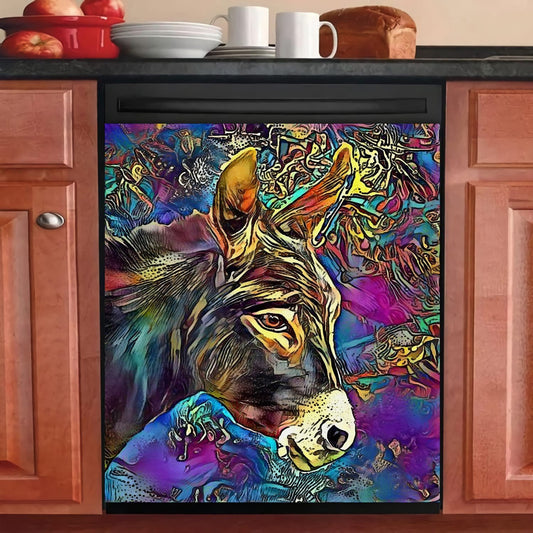 Donkey Stained Glasses Magnetic Dishwasher Cover