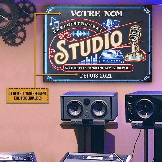 Studio D'enregistrement Enseigne Métallique Classique