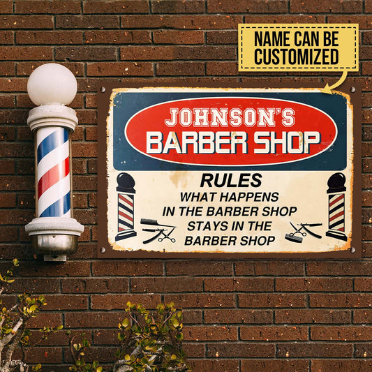 Personalized Barber Shop Rules Classic Metal Signs