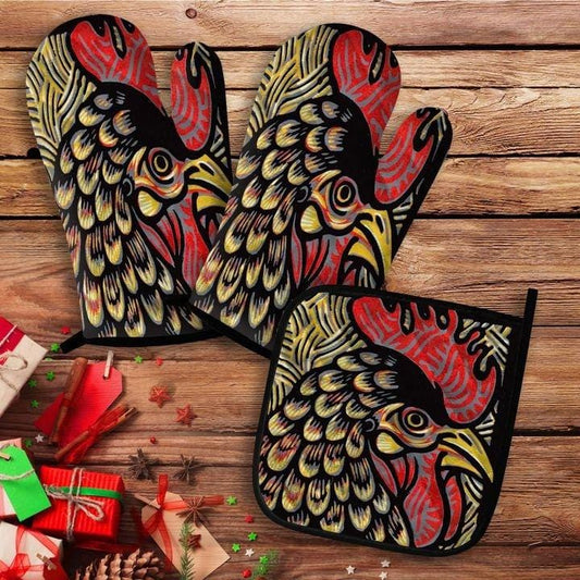 Rooster Oven Mitt And Pot Holder 4