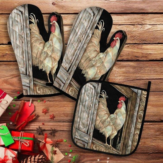 Rooster Oven Mitt And Pot Holder 6