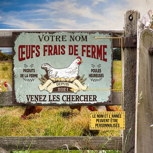 Oeufs Frais De Ferme - Enseigne Métallique Classique