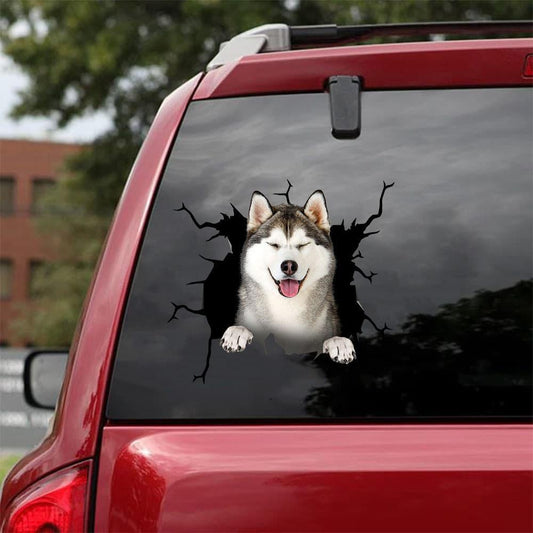 Siberian Husky Crack Car Sticker, Toilet Sticker, Fridge Sticker 42