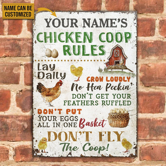 Personalized Chicken Coop Rules Customized Classic Metal Signs