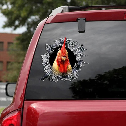 CHICKEN CRACK CAR STICKER POULTRY LOVER 2