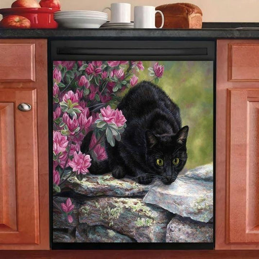 Black Cat Dishwasher Cover Magnet Sticker 7