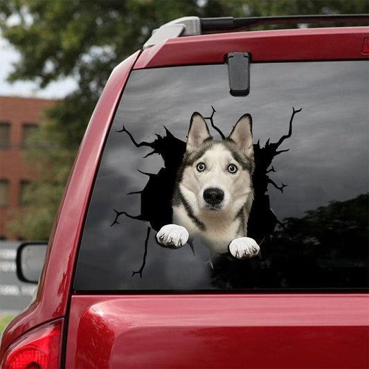 Siberian Husky Crack Car Sticker, Toilet Sticker, Fridge Sticker 21