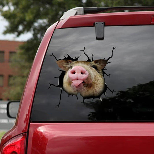 PIG CRACK CAR STICKER CATTLE LOVER