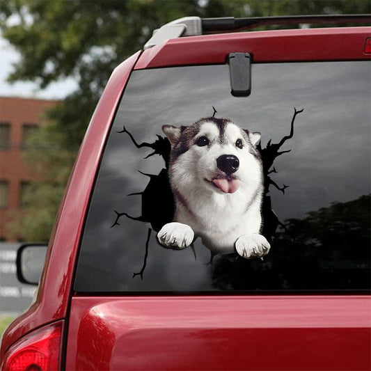 Siberian Husky Crack Car Sticker, Toilet Sticker, Fridge Sticker 28