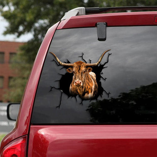 Highland Scottish and Texas Longhorn Crack Car Sticker 8