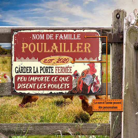 Poulailler Garder La Porter Fermée -  Enseigne classique en métal