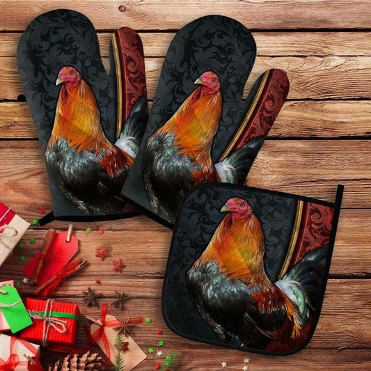 Rooster Oven Mitt And Pot Holder 22