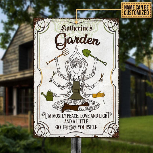 Gardening Mostly Peace Custom Classic Metal Signs