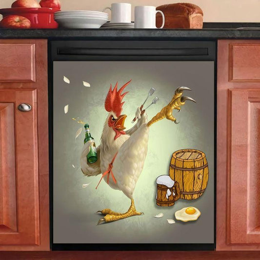 Rooster Hen Dishwasher Cover Magnet Sticker