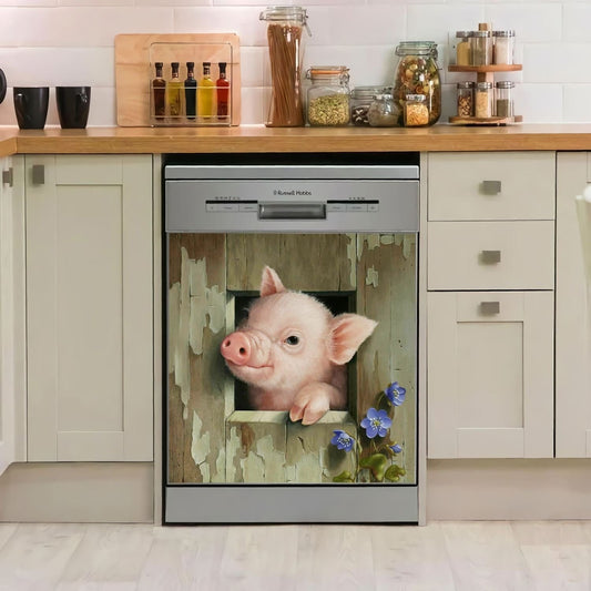 Pig Decor Kitchen Dishwasher Cover 2 DISHWASHER COVER MAGNET STICKER