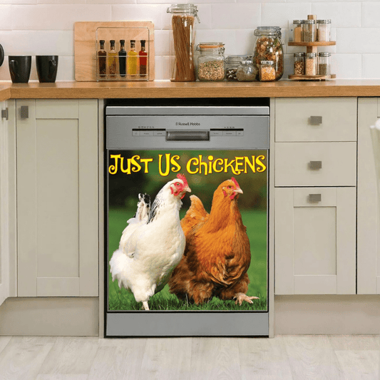 Dishwasher Cover Magnet Sticker - Just us chicken