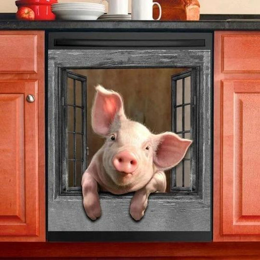 Pig Decor Kitchen Dishwasher Cover 01