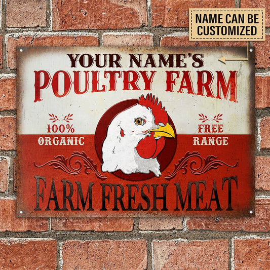 Personalized Chicken Poultry Farm Fresh Meat Customized Classic Metal Signs