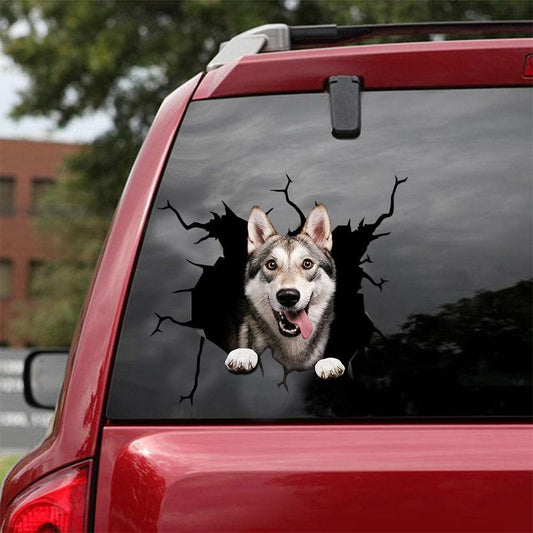 Siberian Husky Crack Car Sticker, Toilet Sticker, Fridge Sticker 35