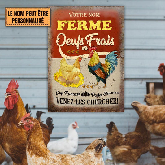 Oeufs Frais De Poulet - Enseigne Métallique Classique