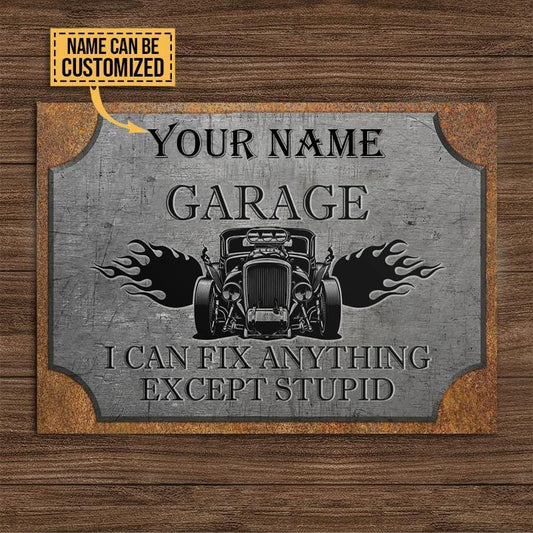 Personalized Hotrod Garage Metal Sign Customized