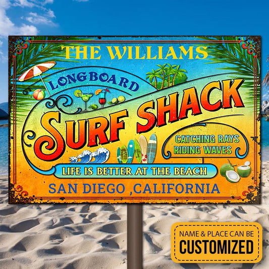 Personalized Longboard Surf Shack Catching Rays Riding Waves