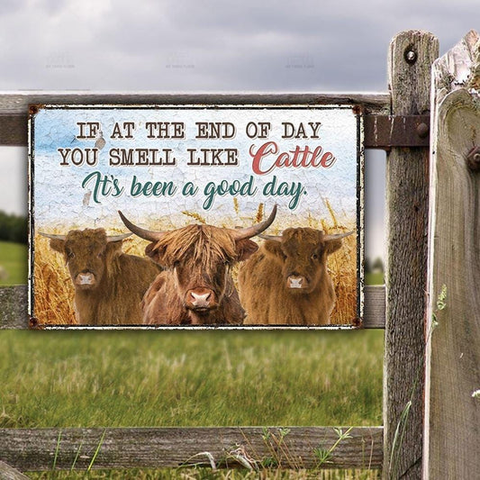 Highland Cattle Lovers Good Day Metal Sign