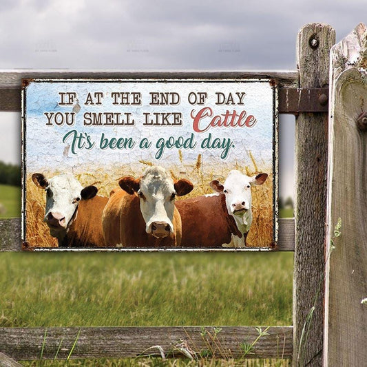 Hereford Cattle Lovers Good Day Metal Sign