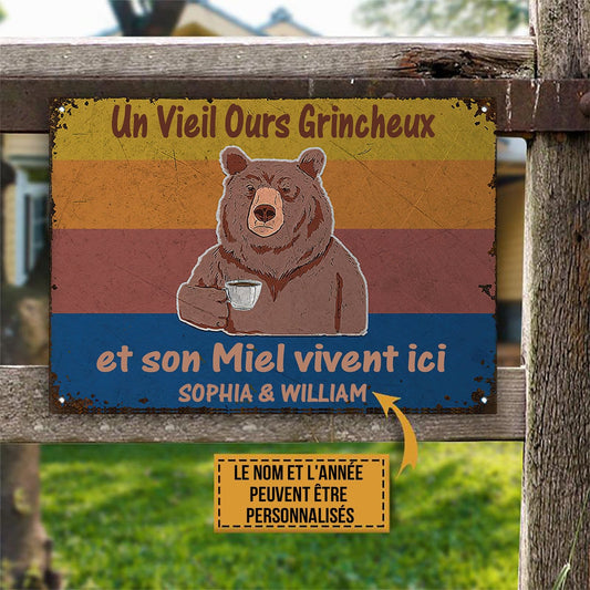 Un Vieil Ours Grincheux - Enseigne Métallique Classique