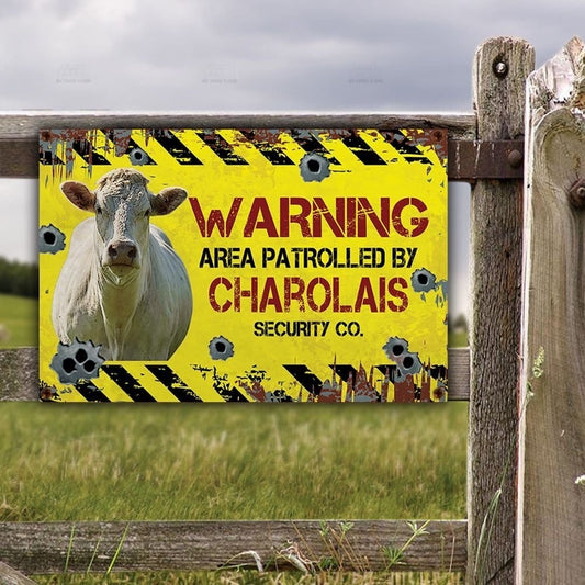 Charolais Cattle Lovers Warning Area Metal Sign