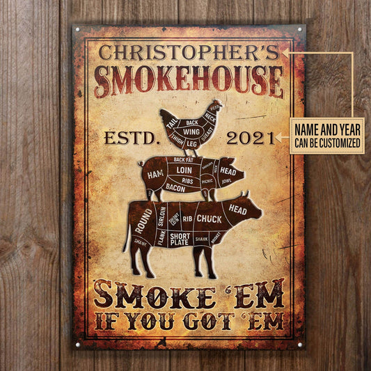 Personalized BBQ Grilling Smoke House Customized Classic Metal Signs