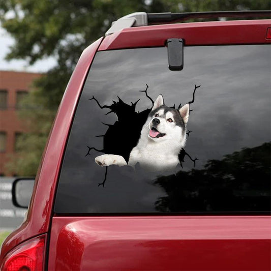 Siberian Husky Crack Car Sticker, Toilet Sticker, Fridge Sticker 2