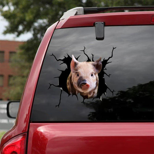 PIG CRACK CAR STICKER CATTLE LOVER