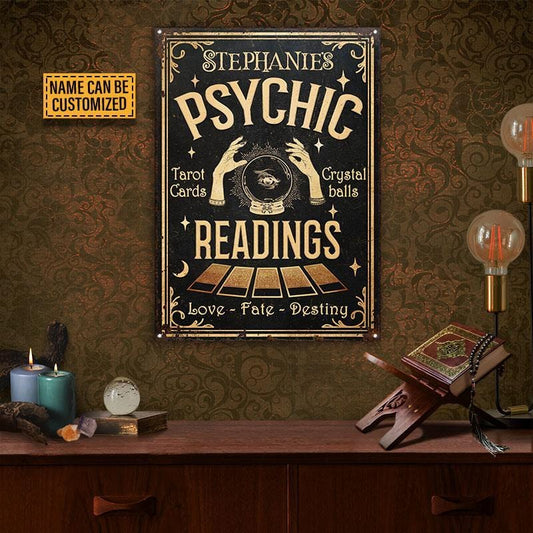 Tarot Psychic Readings Crystal Ball Custom Classic Metal Signs, Tarot, Fortune Teller, Witchcraft, Halloween Decor