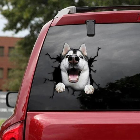 Siberian Husky Crack Car Sticker, Toilet Sticker, Fridge Sticker 18