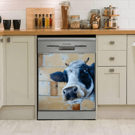 Dishwasher Cover Magnet Sticker - Cow Art 4