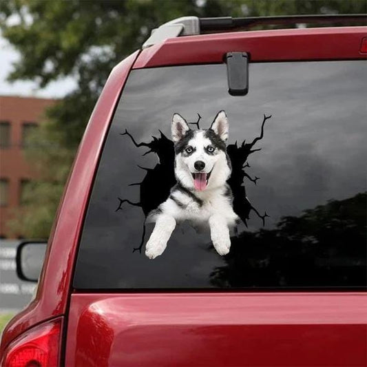 Siberian Husky Crack Car Sticker, Toilet Sticker, Fridge Sticker 1