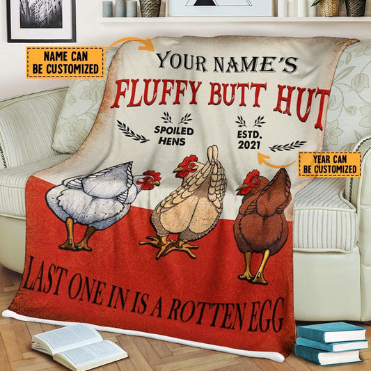 Personalized Chicken Fluffy Butt Hut Customized Vintage Sherpa Blanket