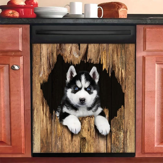 Husky Dog Breaks The Wall Dishwasher Cover