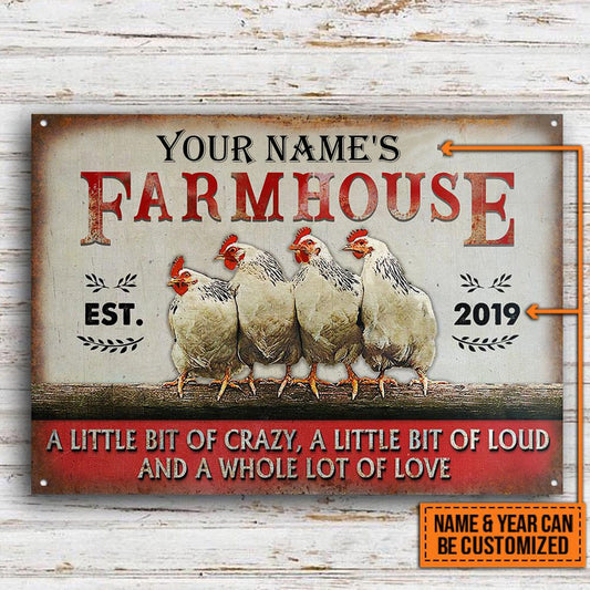 Personalized Chicken Farmhouse A Little Bit Of Customized Classic Metal Signs