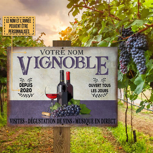 Vignoblle, Ouvert Tous Les Jours - Enseigne Métallique Classique