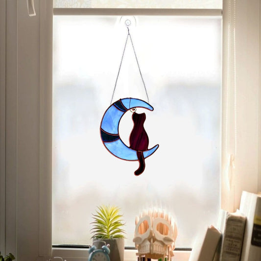 Blue Moon And The Black Cat Hanging Ornament