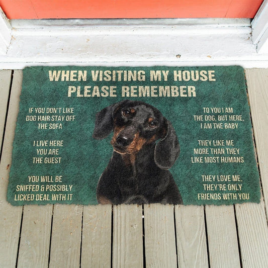 GEARHUMAN 3D PLEASE REMEMBER DACHSHUNDS DOG'S HOUSE RULES DOORMAT